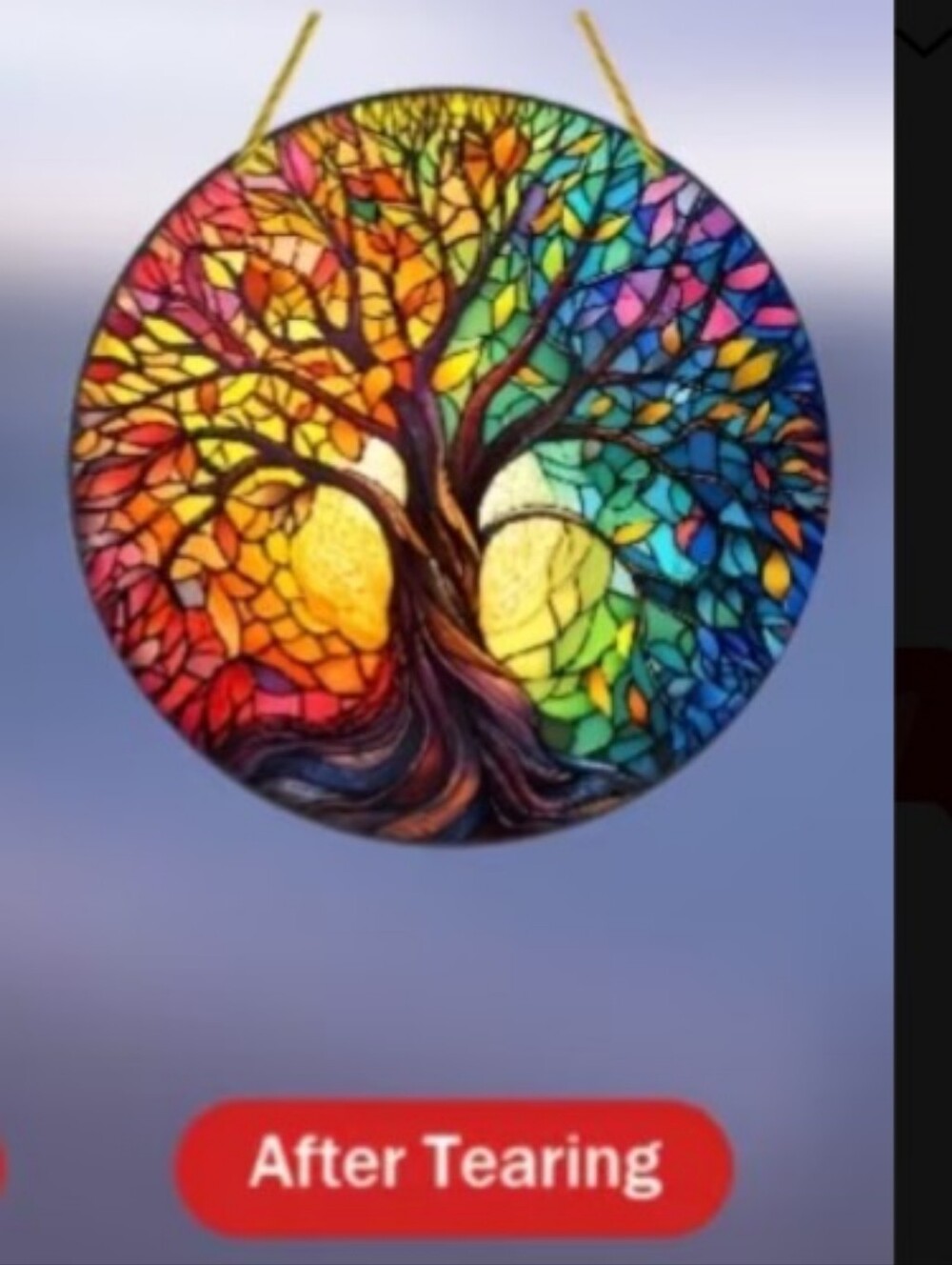 Multicolor Tree of Life Hanging Wall Art – Vibrant Stained-acrylic Style Accent - Picture 7 of 8